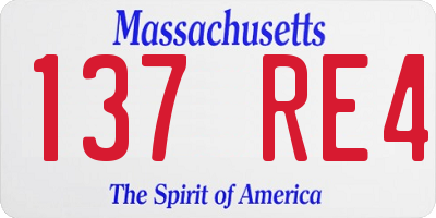 MA license plate 137RE4