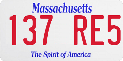 MA license plate 137RE5
