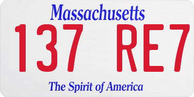 MA license plate 137RE7