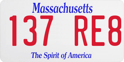 MA license plate 137RE8