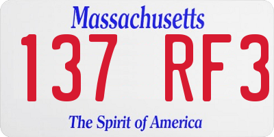 MA license plate 137RF3