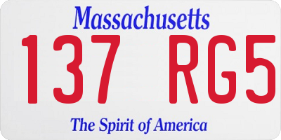 MA license plate 137RG5