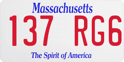 MA license plate 137RG6