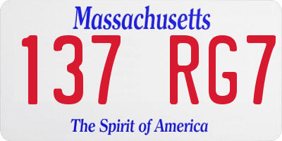 MA license plate 137RG7