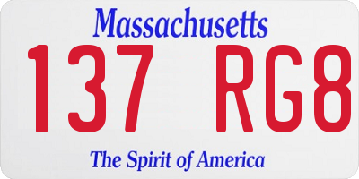 MA license plate 137RG8