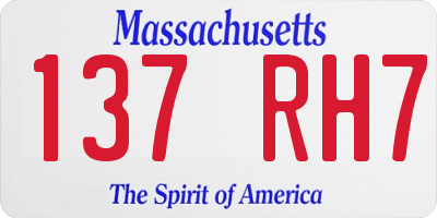 MA license plate 137RH7