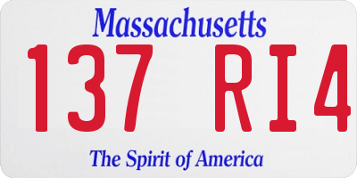 MA license plate 137RI4