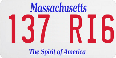 MA license plate 137RI6