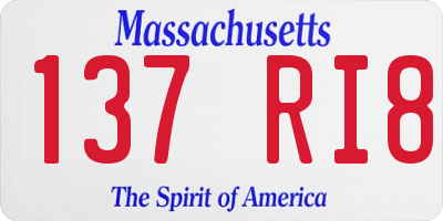 MA license plate 137RI8