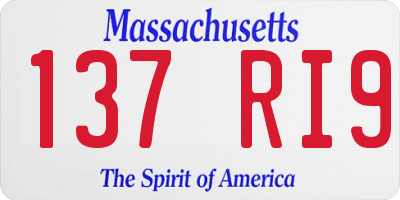 MA license plate 137RI9