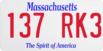MA license plate 137RK3