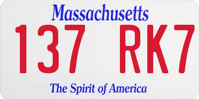 MA license plate 137RK7