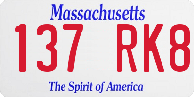 MA license plate 137RK8