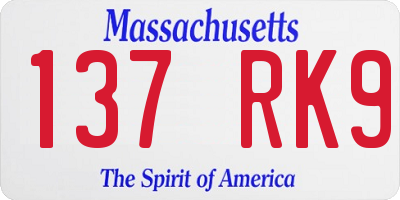 MA license plate 137RK9