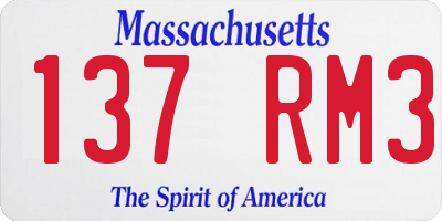 MA license plate 137RM3