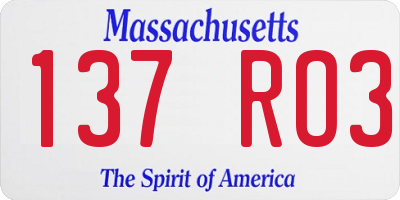 MA license plate 137RO3