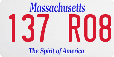 MA license plate 137RO8