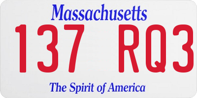 MA license plate 137RQ3