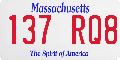 MA license plate 137RQ8
