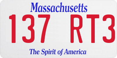 MA license plate 137RT3