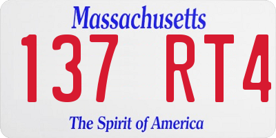 MA license plate 137RT4
