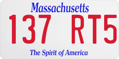 MA license plate 137RT5