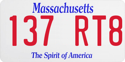 MA license plate 137RT8