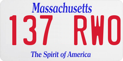 MA license plate 137RW0