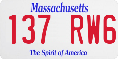 MA license plate 137RW6