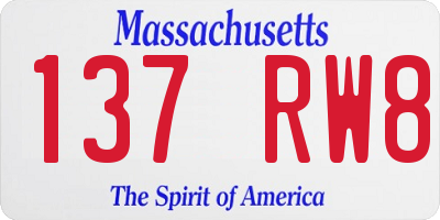 MA license plate 137RW8