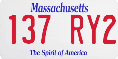 MA license plate 137RY2