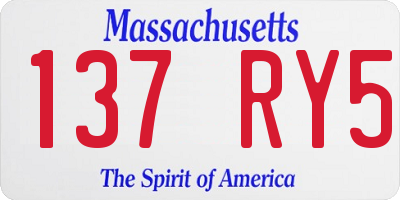 MA license plate 137RY5