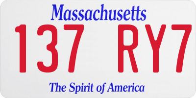 MA license plate 137RY7