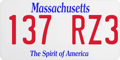 MA license plate 137RZ3