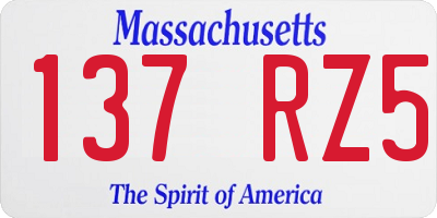 MA license plate 137RZ5
