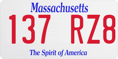 MA license plate 137RZ8