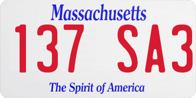 MA license plate 137SA3