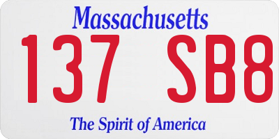 MA license plate 137SB8