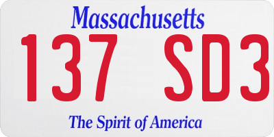 MA license plate 137SD3