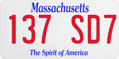 MA license plate 137SD7