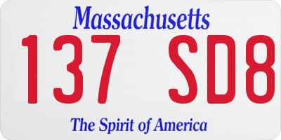 MA license plate 137SD8