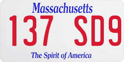 MA license plate 137SD9
