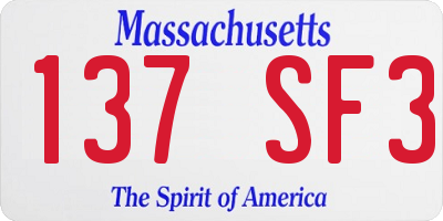 MA license plate 137SF3