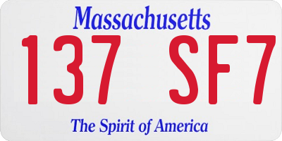 MA license plate 137SF7