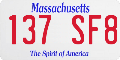 MA license plate 137SF8