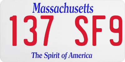 MA license plate 137SF9