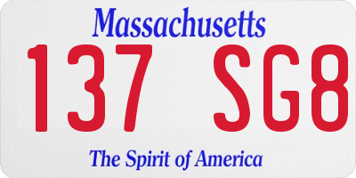 MA license plate 137SG8