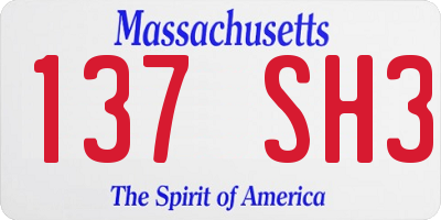 MA license plate 137SH3