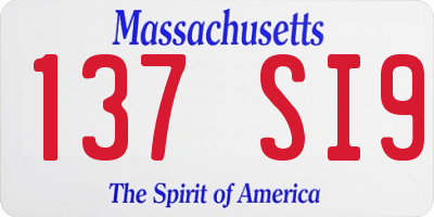 MA license plate 137SI9