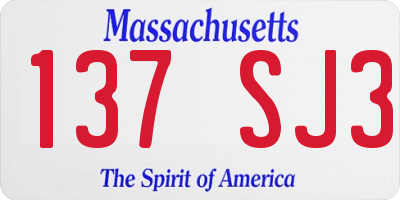 MA license plate 137SJ3